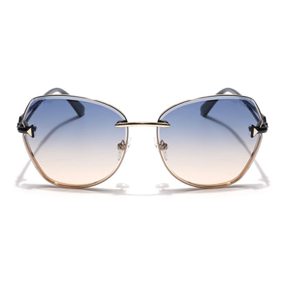 Voyage Select Oval Sunglasses for Women (Grey & Brown Lens | Golden Frame - SLMG6233)