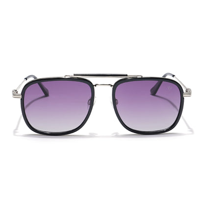 Voyage Select Wayfarer Sunglasses (Light Purple & Clear Lens | Black & Silver Frame - SLPMG6259)