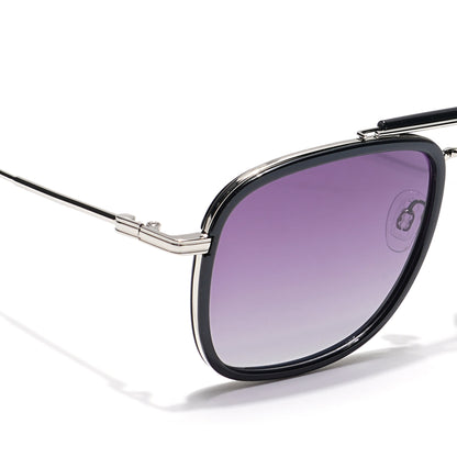Voyage Select Wayfarer Sunglasses (Light Purple & Clear Lens | Black & Silver Frame - SLPMG6259)