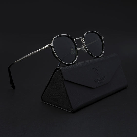 Round Polarized Sunglasses (Green Lens | Silver Frame - PMG5856)