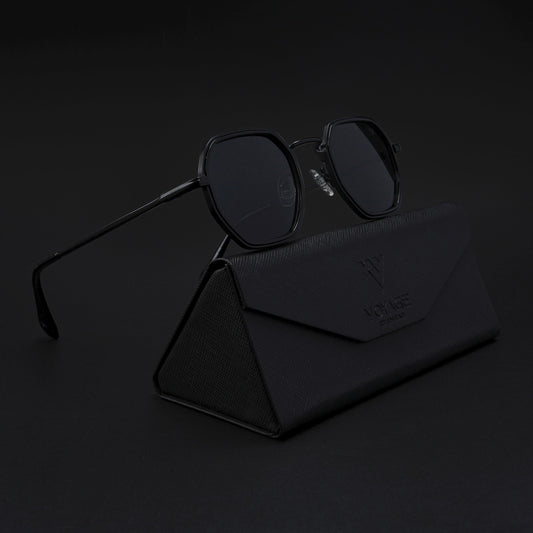 Cubix | Geometric Black Polarized Sunglasses | Black Lens - PMG5851