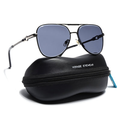 Aviator Sunglasses for Men & Women (Grey Lens | Black Frame - MG7255)