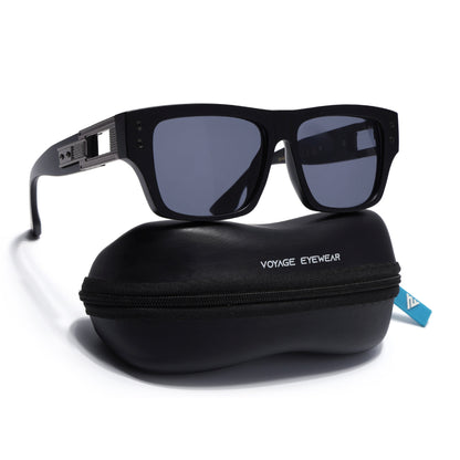 Square Sunglasses for Men & Women (Grey Lens | Black Frame - MG7158)