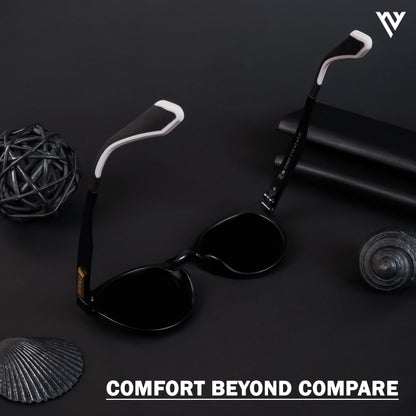 Active Matte Black Polarized Round Sunglasses - PMG4456