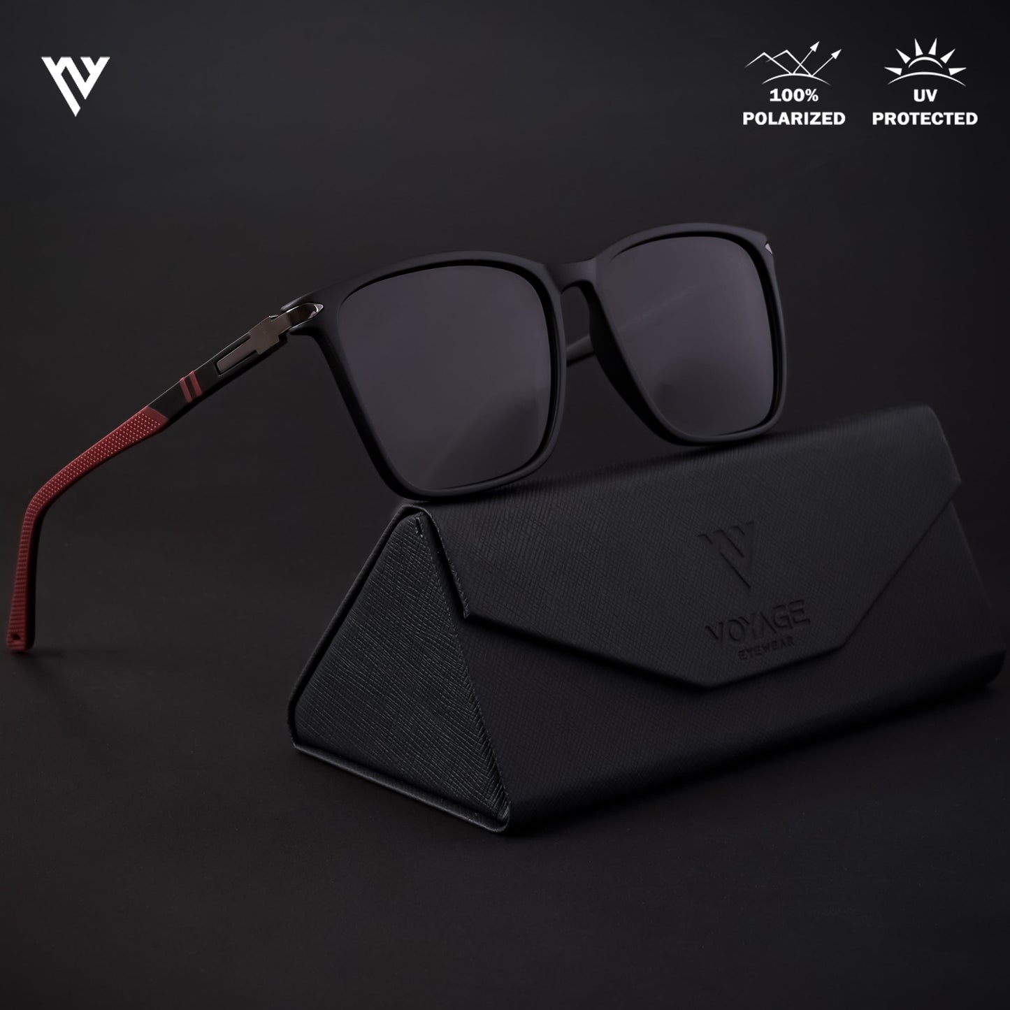 Matt Black Polarized Wayfarer Sunglasses - PMG4486