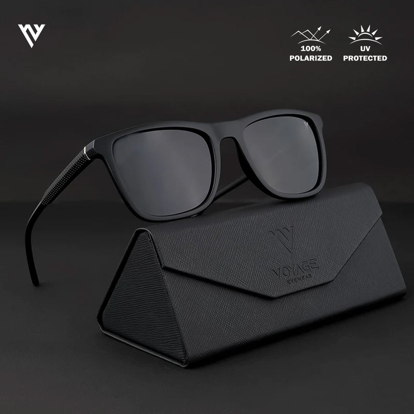 Matt Black Polarized Wayfarer Sunglasses - PMG3967