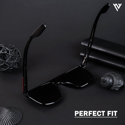 Shine Black Polarized Wayfarer Sunglasses - PMG4307
