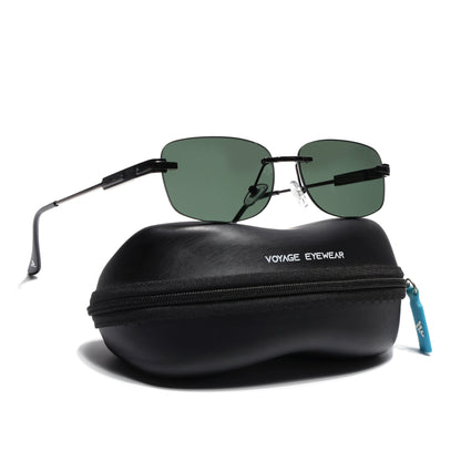 Rimless Sunglasses for Men & Women (Olive Lens | Grey Frame - MG7355)