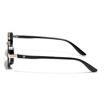 Ovel Sunglasses for Men & Women (Grey Lens | Golden & Black Frame - MG7349)