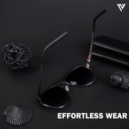 Silver Polarized Aviator Sunglasses - PMG4290