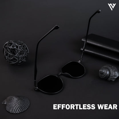 Grit | Matte Black Polarized Round Sunglasses - PMG4299