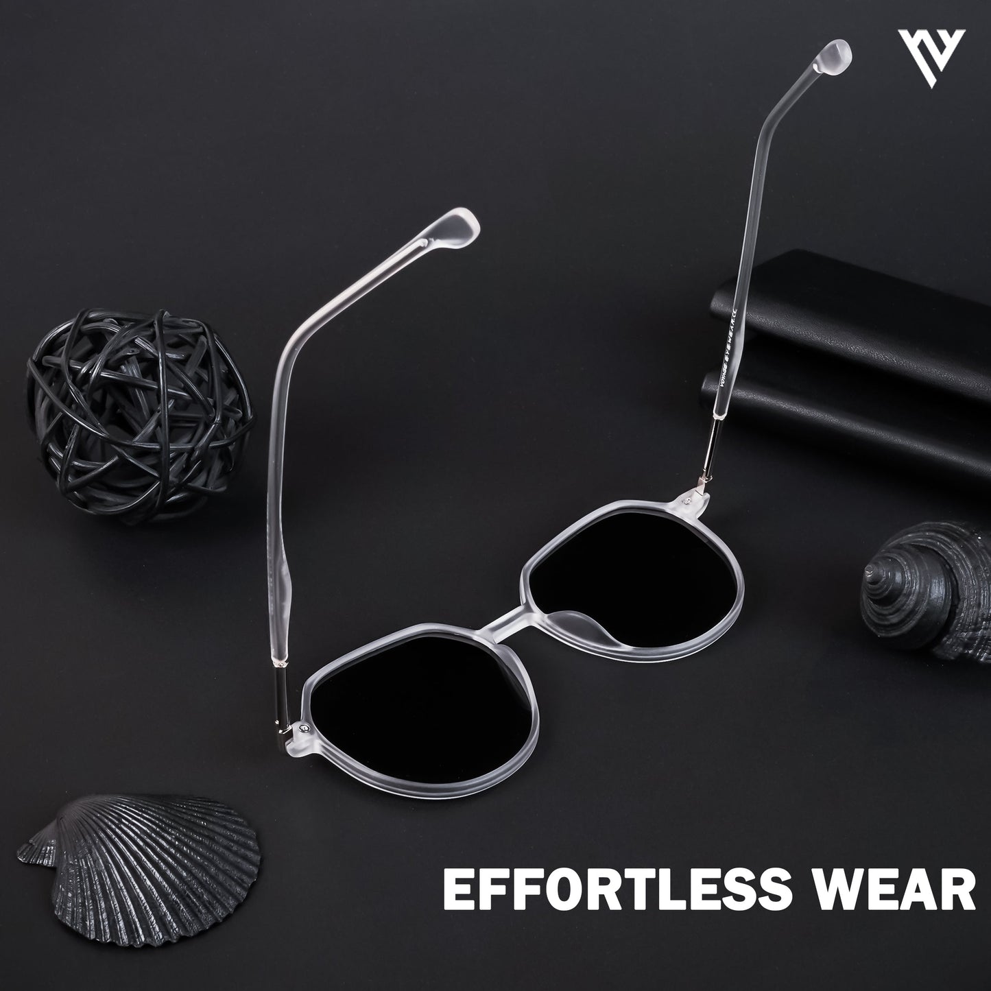 Grit | Transparent Polarized Round Sunglasses (TR8068PMG4298)