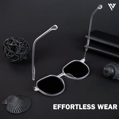 Grit | Transparent Polarized Round Sunglasses (TR8068PMG4298)