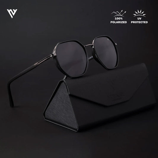 Black Polarized Geometric Sunglasses - PMG4206