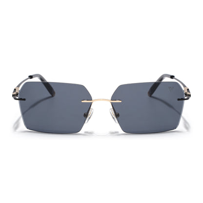 Evoke | Grey Rimless Sunglasses  | Golden & Black Frame - MG7169