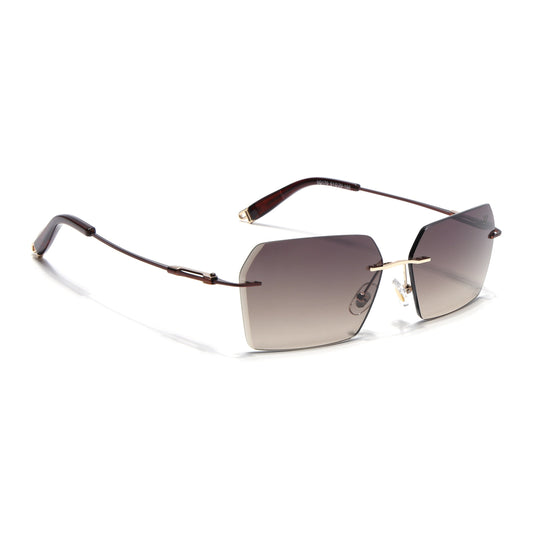 Evoke | Brown & Clear Rimless Sunglasses | Golden & Brown Frame - MG7171