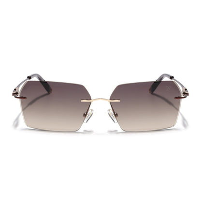 Evoke | Brown & Clear Rimless Sunglasses | Golden & Brown Frame - MG7171