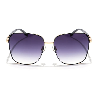 Square Sunglasses (Grey & Clear Lens | Golden & Black Frame - MG6004)
