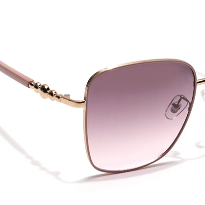 Square Sunglasses (Brown & Pink Lens | Golden & Nude Frame - MG6005)
