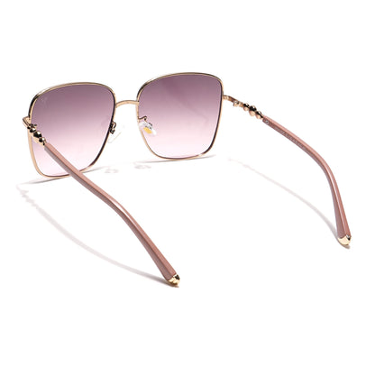Square Sunglasses (Brown & Pink Lens | Golden & Nude Frame - MG6005)