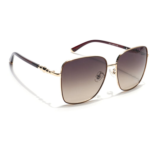 Square Sunglasses (Olive & Clear Lens | Golden & Brown Frame - MG6006)