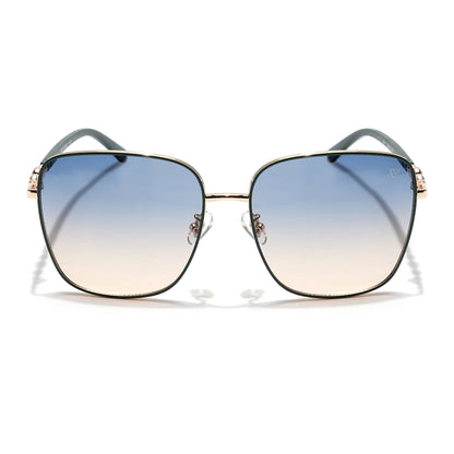 Square Sunglasses (Blue & Brown Lens | Golden & Green Frame - MG6007)