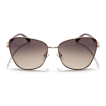 Cateye Sunglasses (Olive & Clear Lens | Golden & Brown Frame - MG5998)
