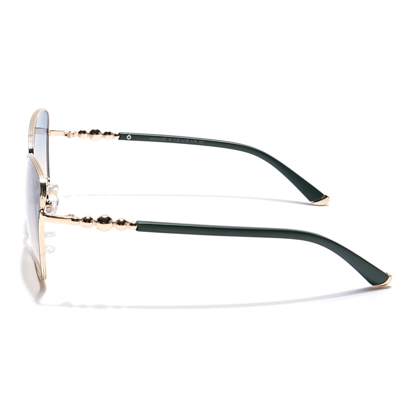 Cateye Sunglasses (Blue & Brown Lens | Golden & Green Frame - MG6000)