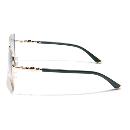 Cateye Sunglasses (Blue & Brown Lens | Golden & Green Frame - MG6000)