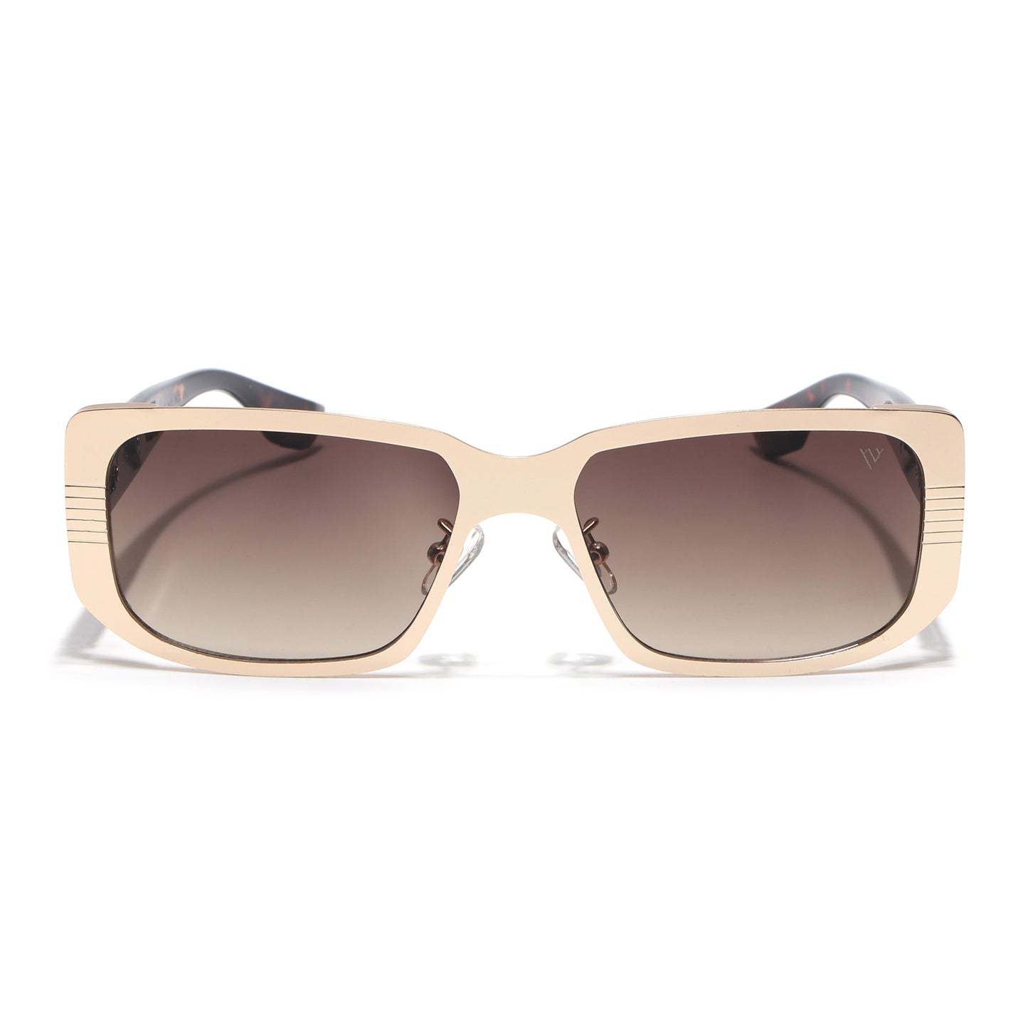 Rectangle Sunglasses for Men & Women (Brown & Clear Lens | Golden Frame - MG6899)