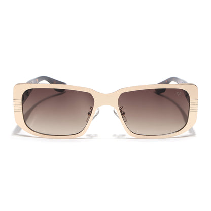 Rectangle Sunglasses for Men & Women (Brown & Clear Lens | Golden Frame - MG6899)