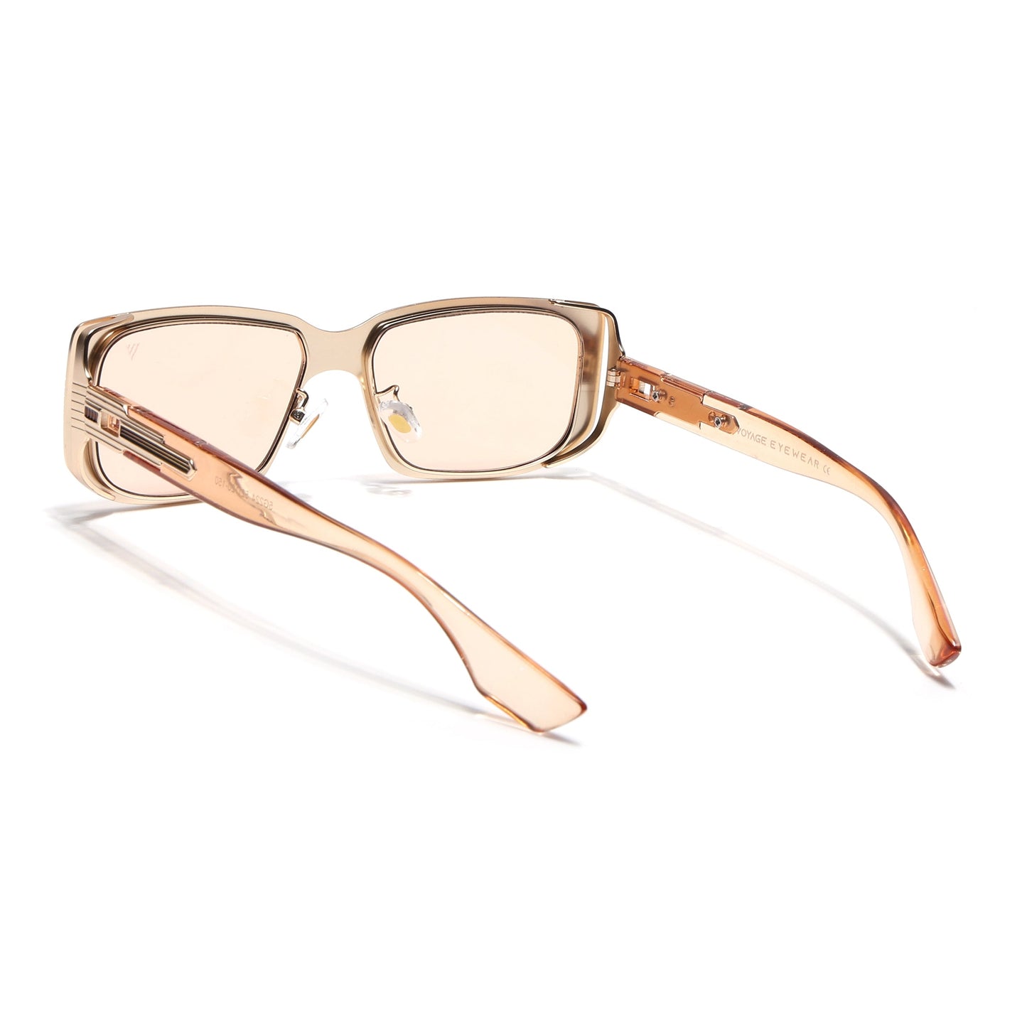 Rectangle Sunglasses for Men & Women (Light Brown Lens | Golden Frame - MG6900)