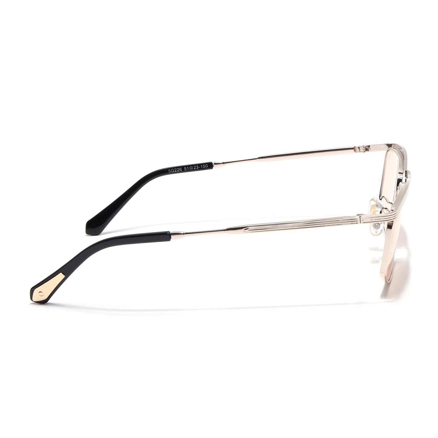 Rectangle Sunglasses for Men & Women (Light Pink Lens | Golden Frame - MG6905)