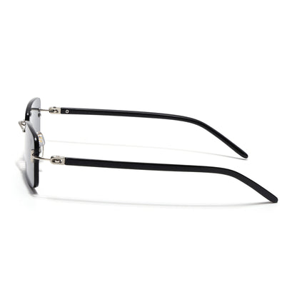 Rimless Sunglasses for Men & Women (Black Lens | Silver Frame - MG7379)