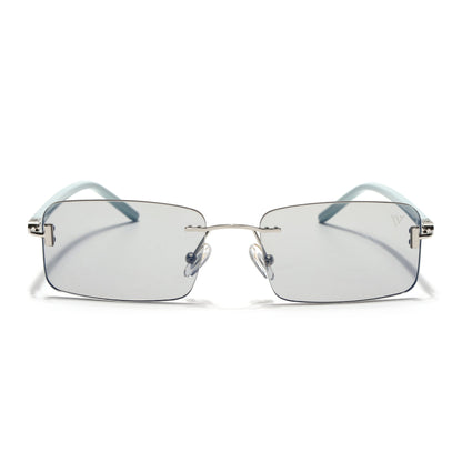 Rimless Sunglasses for Men & Women (Light Black Lens | Silver Frame - MG7380)