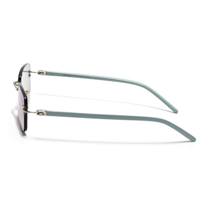 Rimless Sunglasses for Men & Women (Light Black Lens | Silver Frame - MG7380)