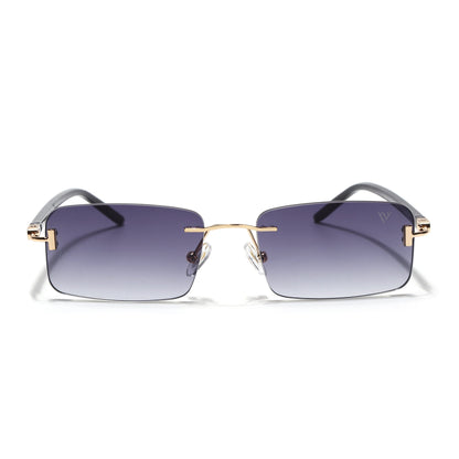 Rimless Sunglasses for Men & Women (Grey & Clear Lens | Golden Frame - MG7381)