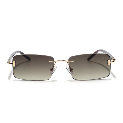 Rimless Sunglasses for Men & Women (Olive & Clear Lens | Golden Frame - MG7383)