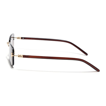 Rimless Sunglasses for Men & Women (Olive & Clear Lens | Golden Frame - MG7383)