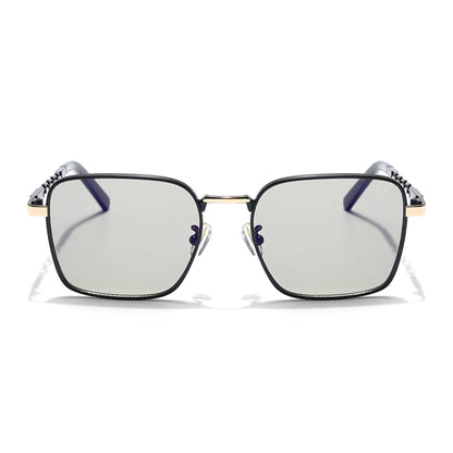 Square Sunglasses (Grey Lens | Black & Golden Frame - MG6012)