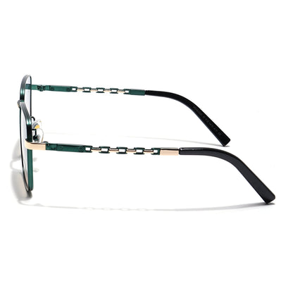 Square Sunglasses (Green & Brown Lens | Green & Golden Frame - MG6013)