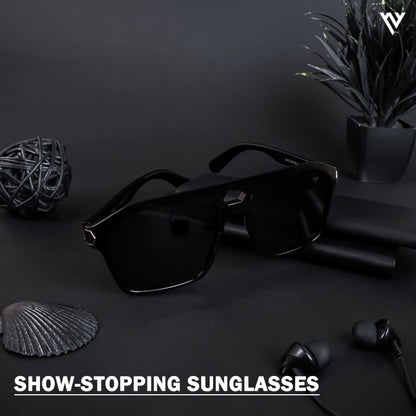 Ridge | Shine Black Polarized Wayfarer Sunglasses - PMG4346