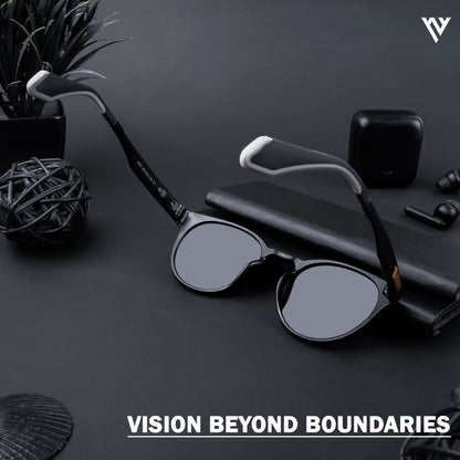 Active Matte Black Polarized Round Sunglasses - PMG4456
