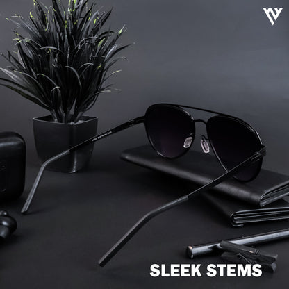 Black & Golden Polarized Aviator Sunglasses - PMG4289