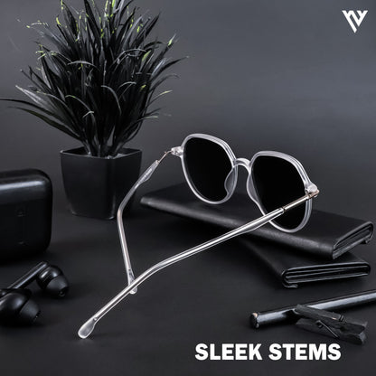Grit | Transparent Polarized Round Sunglasses (TR8068PMG4298)