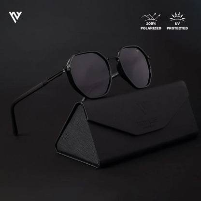 Black Polarized Geometric Sunglasses - PMG4205