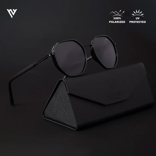 Black Polarized Geometric Sunglasses - PMG4205