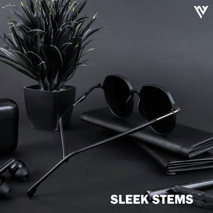 Grit | Matte Black Polarized Round Sunglasses - PMG4299