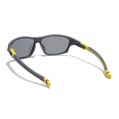 Wrap Around Polarized Sunglasses for Kids -6 yrs To 12 yrs (Black Lens | Grey Frame - PMG5898)
