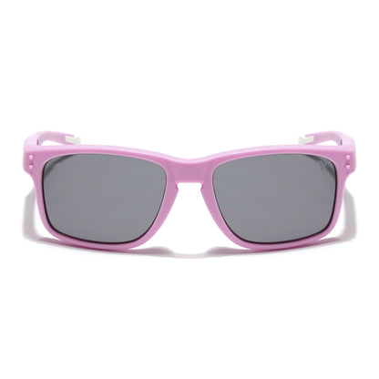 Rectangle Polarized Sunglasses for Kids -6 yrs To 12 yrs (Black Lens | Pink Frame - PMG5924)